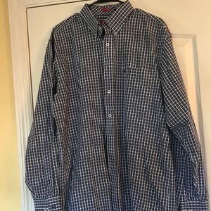 IZOD Long-sleeved Plaid Oxford Shirt  Large